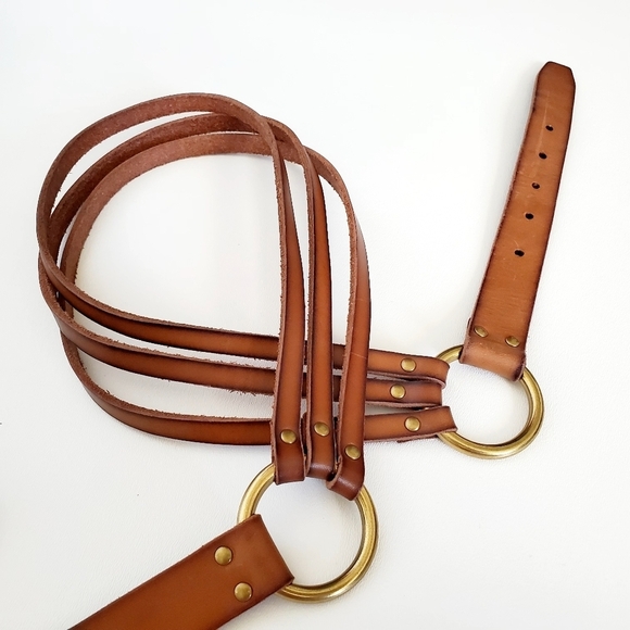 Frye Genuine Leather Cawgirl Vestern Bohemian Brown Belt Sz L 34DC836 NWT